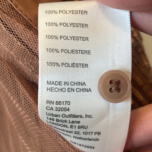 Anthropologie Bronze Sequin Blouse $130 Top XS Small Petite L/S Button Down NWT - Picture 10 of 12